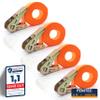 FENITEC 4-Piece Ratchet Tie-Down Strap Set, 1,000 kg, 6 m, 25 mm view 1