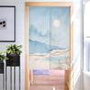 Chickwin Japanese Noren Door Curtain, Mountain River Print, Room Divider, Pink Blue, 90 x 180 cm view 3