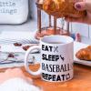 Funny "Eat Sleep Baseball Repeat" Ceramic Mug, 325 ml, White view 2
