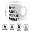 Funny "Eat Sleep Baseball Repeat" Ceramic Mug, 325 ml, White view 3