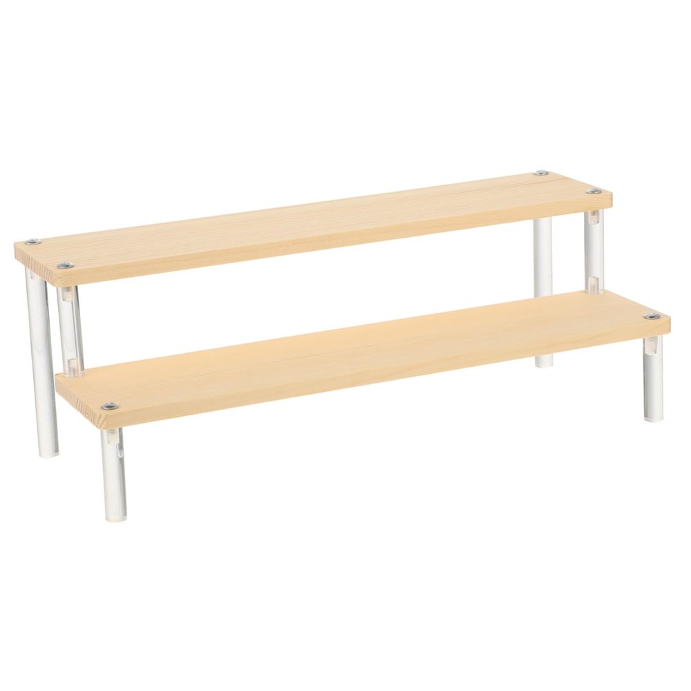 Hoement Tiered Acrylic Display Stand, Double-Tier Ladder Shelf