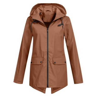 Duohropke Women's Waterproof Breathable Hooded Rain Jacket