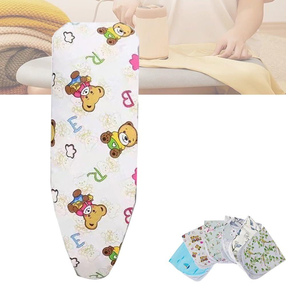 QSPNVFB Cotton Ironing Board Cover, Universal Cover with Padded Mat, Heat-Resistant, Little Bear, 15 x 48 in (120 x 40 cm)