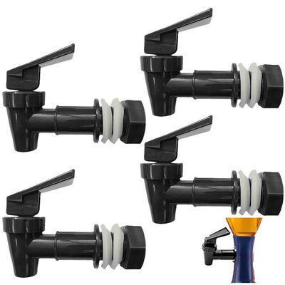 Dinntty 4-Pack Replacement Water Cooler Faucets, Black Plastic, 18 mm