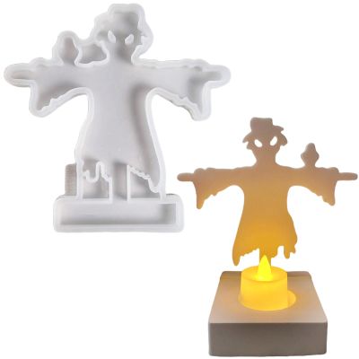 Halloween Candle Holder Silicone Mold with Scarecrow Insert