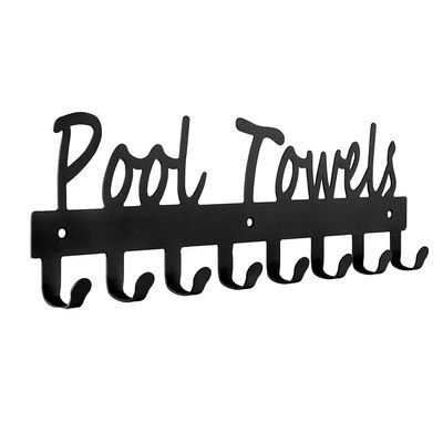 Cetfuro Pool Towel Hook Rack, 8-Hook Carbon Steel Wall Mount