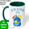 2026 First Day of School Gift Mug for Boys - Personalized Ceramic Mug with Name, Blue Backpack, Dark Green, 330 ml view 2