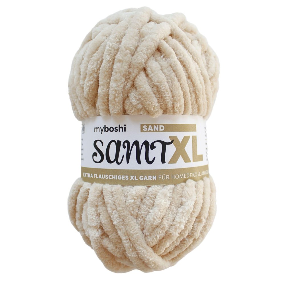 myboshi Velvet XL Chenille Yarn, Super Chunky, Beige (Sand), 100 g