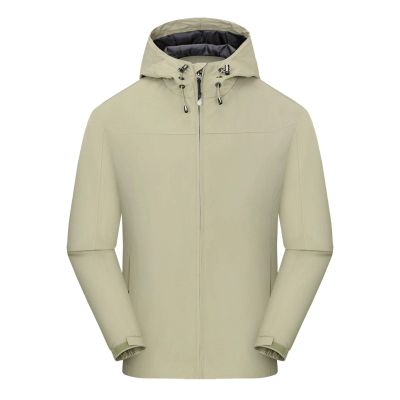 SRZYMJ Men's Hooded Windbreaker Jacket, Blue/Khaki, 3XL
