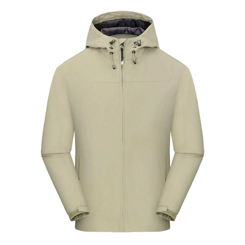 SRZYMJ Men's Hooded Windbreaker Jacket, Blue/Khaki, 3XL