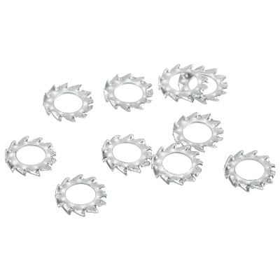 QUARKZMAN 30-Pack M4 External Toothed Lock Washers, Zinc-Plated Steel, Silver