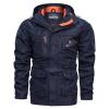 SRZYMJ Men's Long Winter Windbreaker Jacket, Blue, Zip-Up Vest with High Collar, XL view 2
