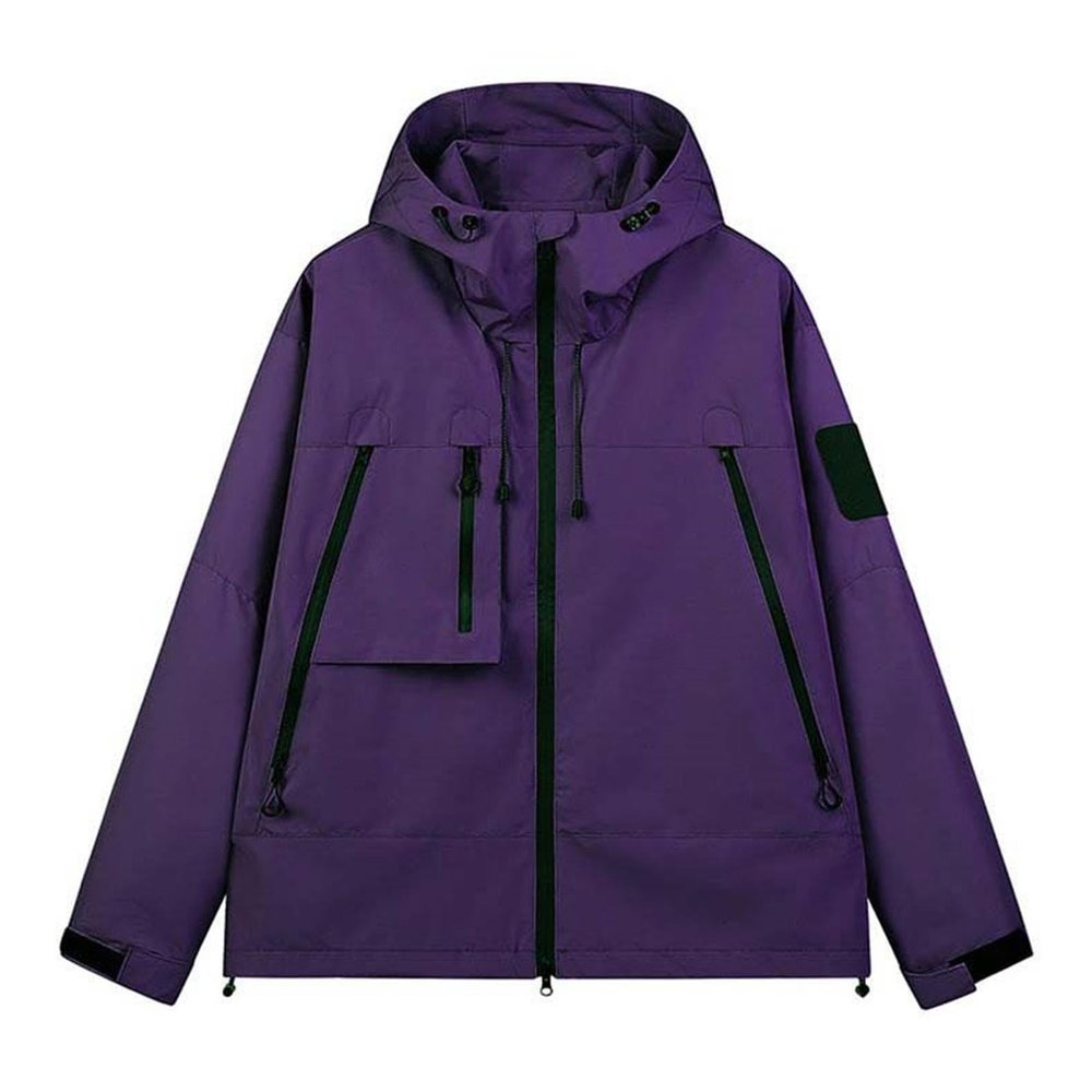 SRZYMJ Men's Hoodless Jacket, Faux-Leather Hiking Jacket, Purple Reversible Fleece Jacket, Size M