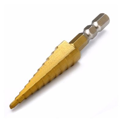 1-Piece HSS Titanium-Coated Step Drill Bit, 1/4-Inch Hex Shank, 3–13 mm