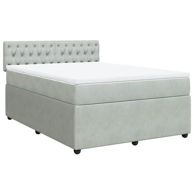 vidaXL Box Spring Bed with Mattress Light Gray 140x200 cm Velvet