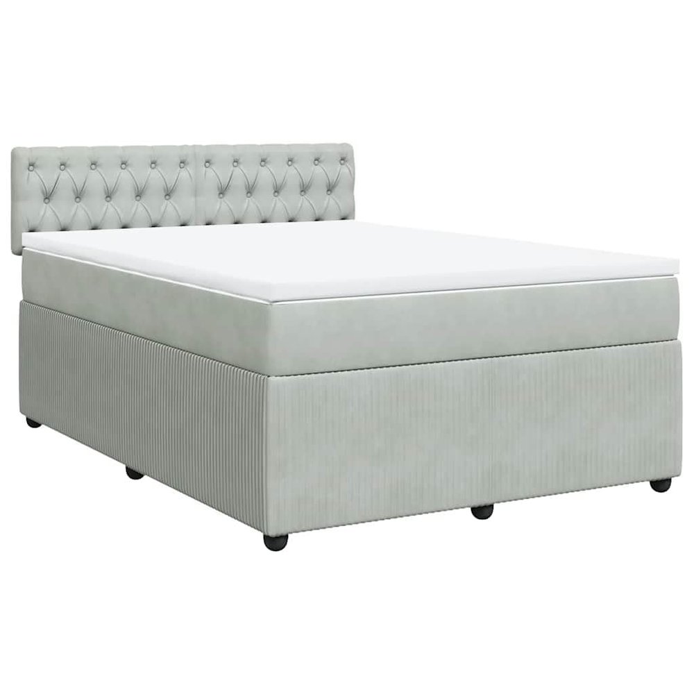 vidaXL Box Spring Bed with Mattress Light Gray 140x200 cm Velvet