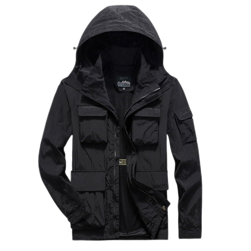SRZYMJ Men's Hoodless Fleece Jacket, 4XL, Oversized, Black