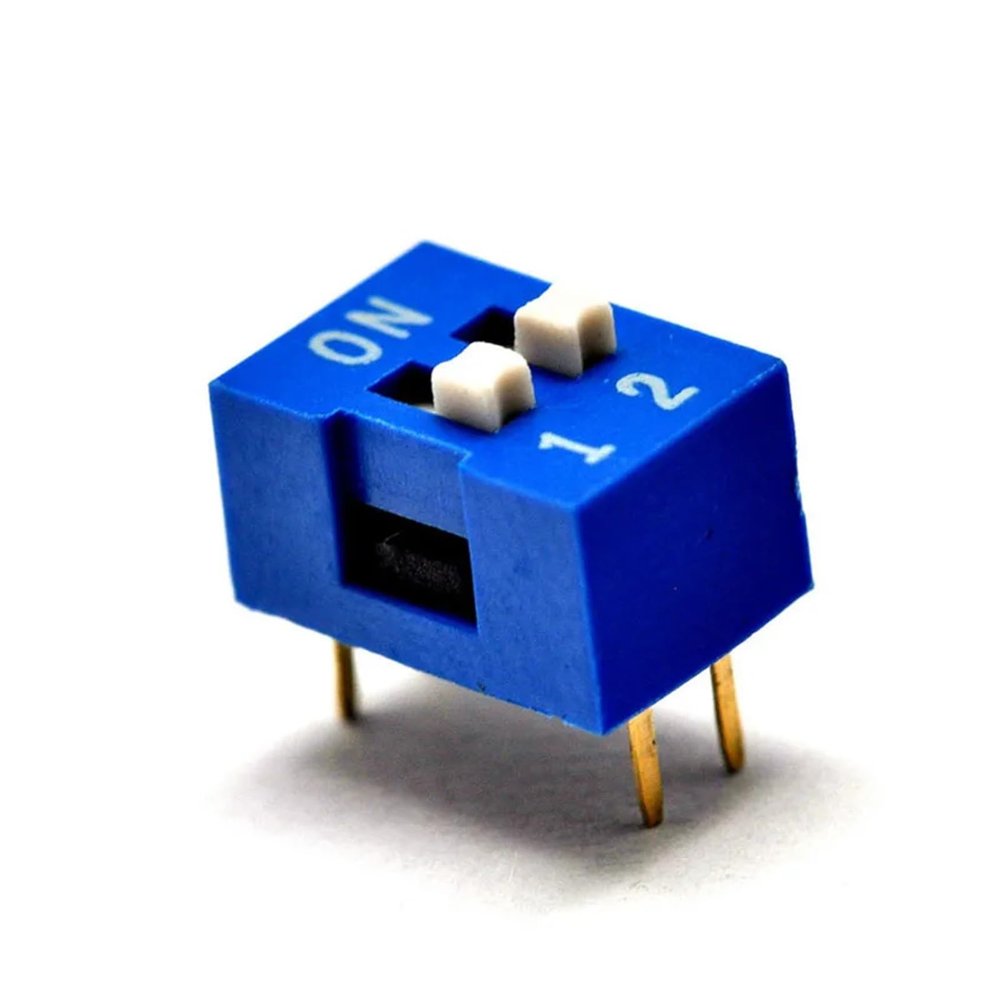 UYCUODLUY Blue Slide-Type DIP Switch, 2.54 mm, 2-Bit, 2-Position