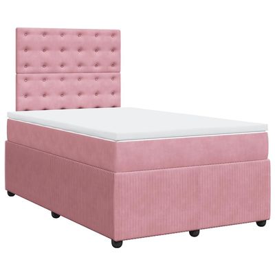 vidaXL Box Spring Bed with Mattress Pink 120x200 cm Velvet