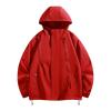 SRZYMJ Men's Lightweight Windbreaker Jacket, Short Slim-Fit Casual Linen Jacket, Red, XL view 1