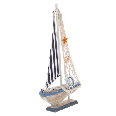 SEWACC 3-Piece Mediterranean Sailboat Model, Vintage Nautical Decor for Living Room and Desk