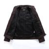 SRZYMJ Men's Coffee Leather Motorcycle Jacket with Protectors view 2