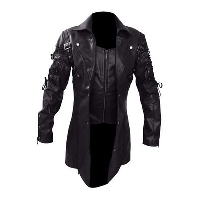 SRZYMJ Men's Black Leather Jacket, Bomber Jacket, Leather Raincoat, Hooded Sweatshirt and Cardigan