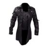 SRZYMJ Men's Black Leather Jacket, Bomber Jacket, Leather Raincoat, Hooded Sweatshirt and Cardigan view 1