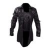 SRZYMJ Men's Black Leather Jacket, Bomber Jacket, Leather Raincoat, Hooded Sweatshirt and Cardigan view 3