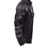 SRZYMJ Men's Black Leather Jacket, Bomber Jacket, Leather Raincoat, Hooded Sweatshirt and Cardigan view 4