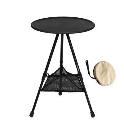 Folding Dining Table with 1/4-Inch Interface, Walnut Tabletop, Tea/Coffee Table, Picnic Dining Table, Solid Wood Camping Table, Portable Round Outdoor Table (Color: Black Table B)