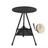 Folding Dining Table with 1/4-Inch Interface, Walnut Tabletop, Tea/Coffee Table, Picnic Dining Table, Solid Wood Camping Table, Portable Round Outdoor Table (Color: Black Table B) view 1