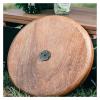 Folding Dining Table with 1/4-Inch Interface, Walnut Tabletop, Tea/Coffee Table, Picnic Dining Table, Solid Wood Camping Table, Portable Round Outdoor Table (Color: Black Table B) view 2