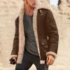 SRZYMJ Men's Khaki Slim-Fit Leather Jacket view 2