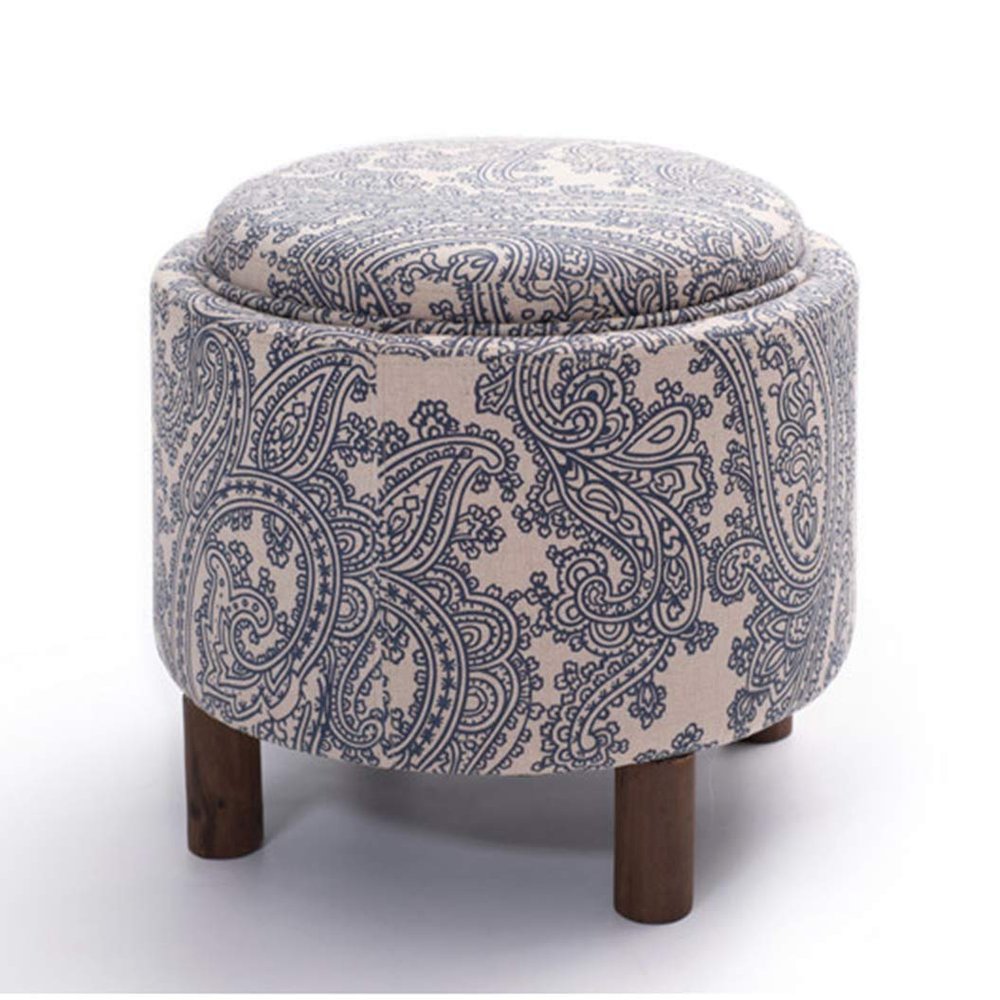 UYDJAKX Blue Star of Light Round Storage Ottoman and Footstool