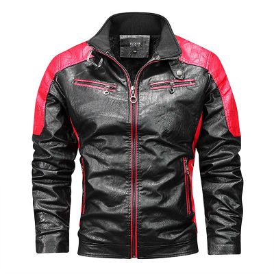 SRZYMJ Men's Red Leather Jacket, Lightweight Summer Cotton Hiking Pullover, Motorcycle Jacket, MTB Rain Jacket, Men's Corduroy Jacket