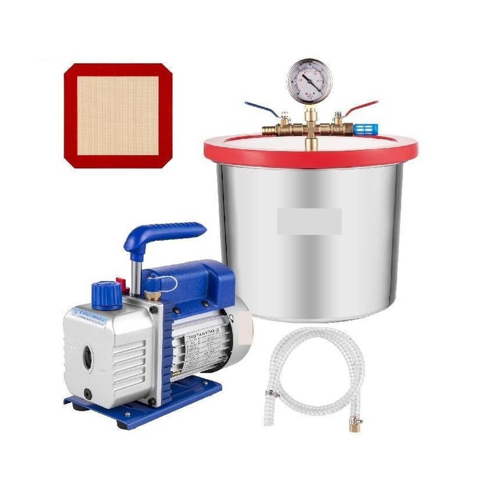 4 CFM 1/3 HP HVAC Refrigerant Vacuum Pump with Vacuum Chamber Degassing Kit