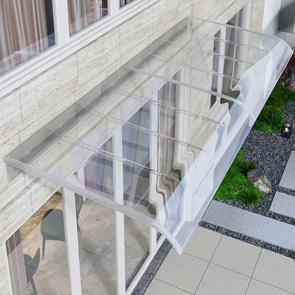 Curved Window Awning, Exterior Door Patio Awning, UV-Protected Clear Polycarbonate Cover (16 x 79 in)