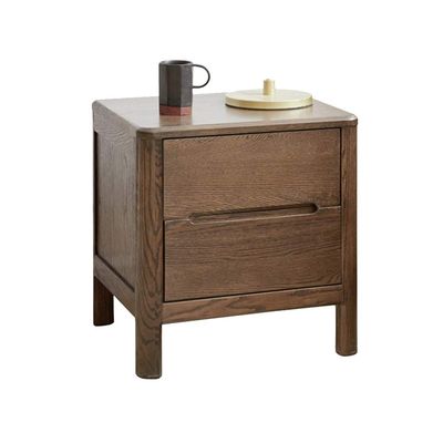 CAFIEDR Coffee Table, Wooden Nightstand with 2 Drawers, Sofa Side Table for Bedroom and Living Room, Brown