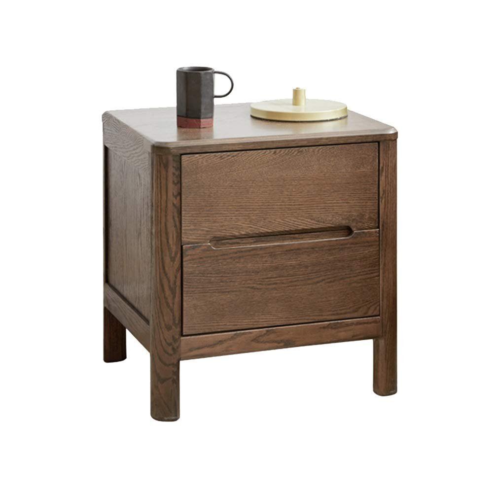 CAFIEDR Coffee Table, Wooden Nightstand with 2 Drawers, Sofa Side Table for Bedroom and Living Room, Brown