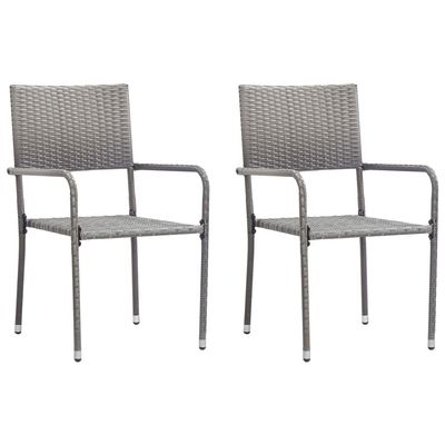 Homgoday Stackable Garden Dining Chairs, 2 Pieces, Gray Poly Rattan, Model 318719