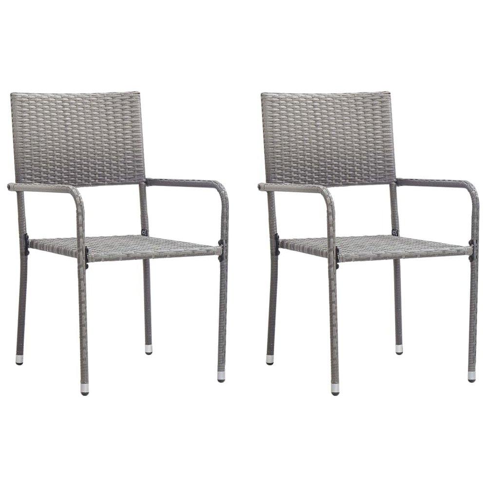 Homgoday Stackable Garden Dining Chairs, 2 Pieces, Gray Poly Rattan, Model 318719
