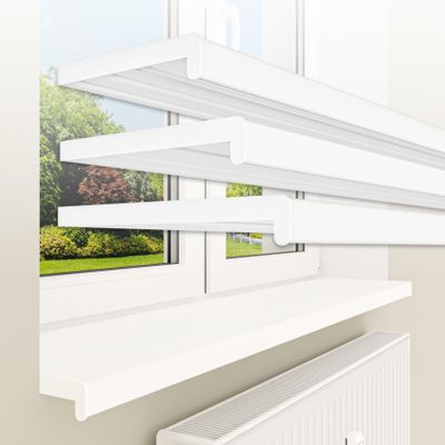 HEXIM Interior Window Sill up to 3 m, 30 x 260 cm, Matte White PVC, with End Cap
