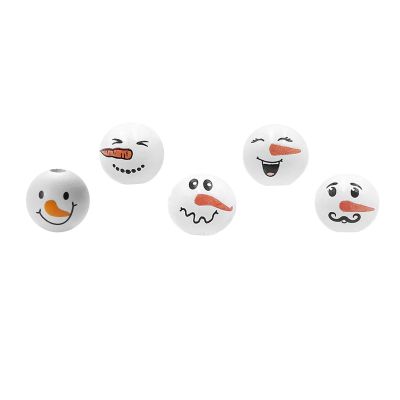 ChongKuan Wooden Balls with Faces, 20 mm, Wooden Beads and Heads for Worry Worms, Painted Lucky Worms (F, 50 Pieces)