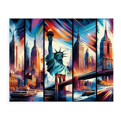 ZHXXFD Paint by Numbers New York Landscape with Frame, 40 x 50 cm DIY Acrylic Painting Kit