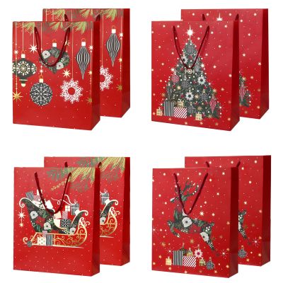 Large Christmas Paper Gift Bag Bundle, 8-Pack, 32.6 cm, Red