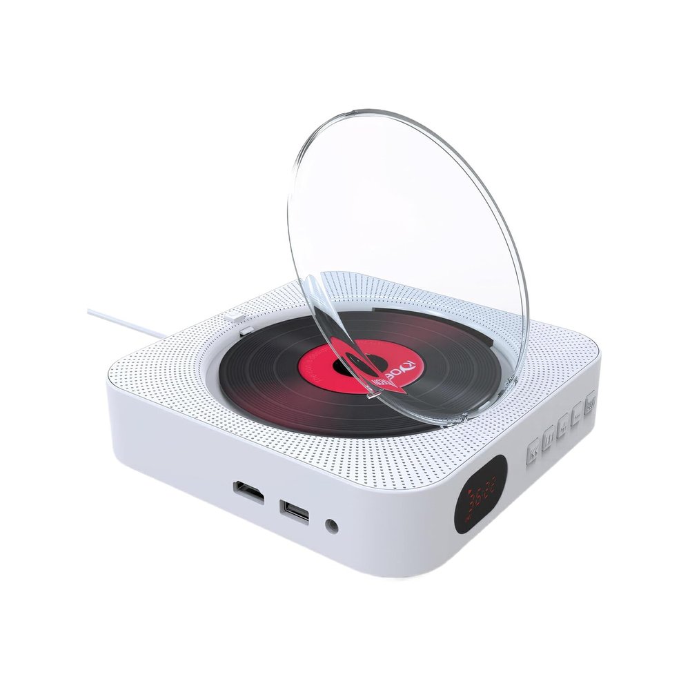 vreplrse DVD Player with Built-In Bluetooth Speaker, USB Playback, 1080p HD Output, Dual Speakers, AV Output, ABS, White