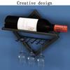 Wall-Mounted Wine Rack with Glass Holder, Black Metal view 4