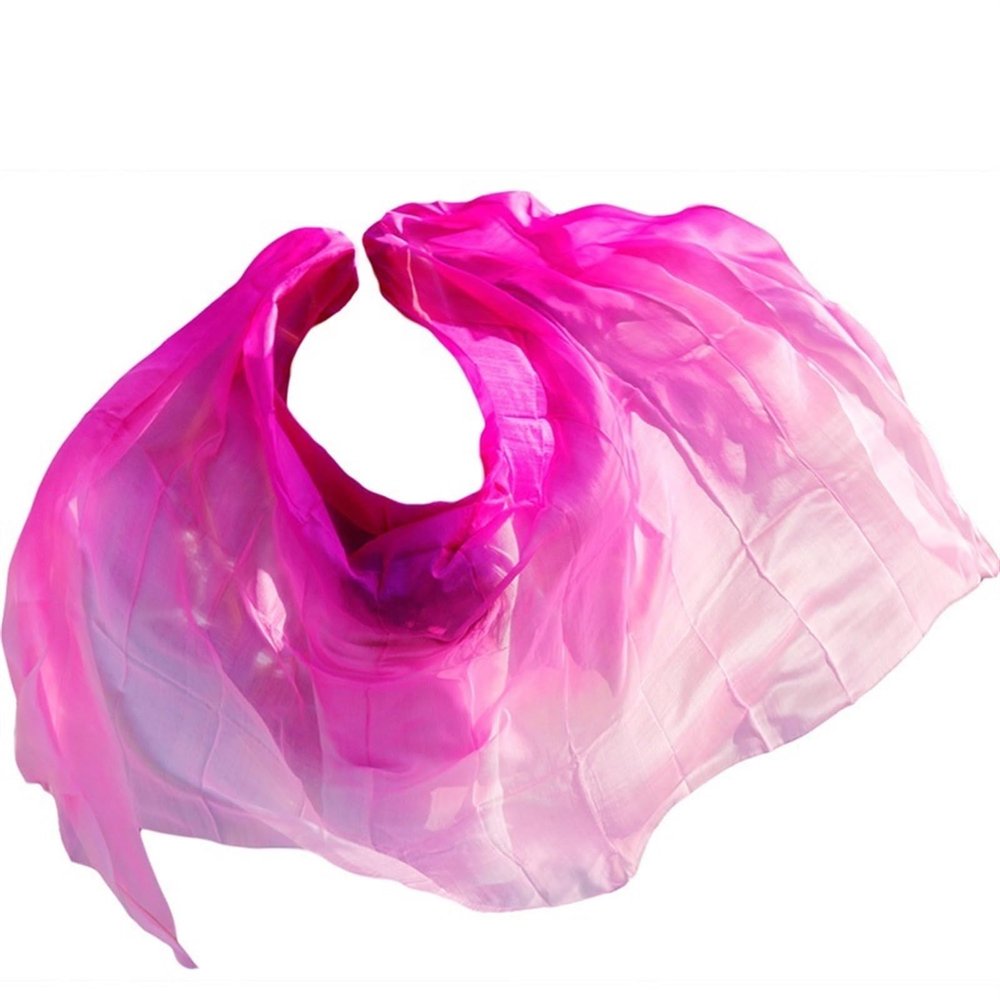 LSYHHXC Handmade Dyed Silk Veil for Dance, Color 4, XL 300 × 114 cm