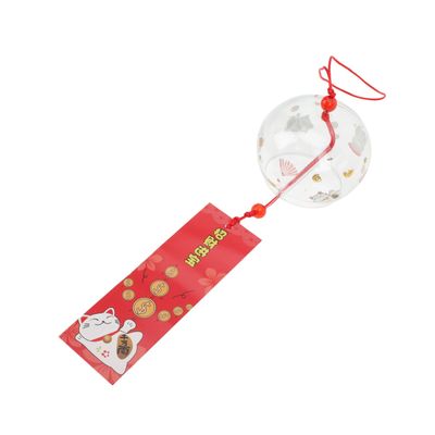 Milisten Japanese Glass Wind Chime for Garden and Living Room Decor, Red Japanese-Style Wind Chime for Home and Parties